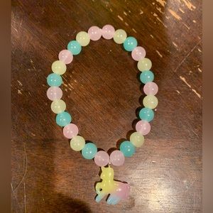 NEW HANDMADE GLASS BEAD BRACELET WITH UNICORN CHARM